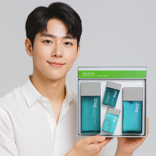 Skincare set formulated with herbal extracts to retain moisture and control sebum
