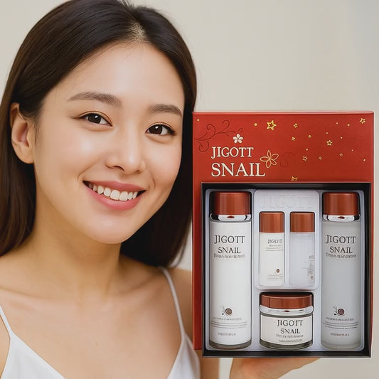 Korean Cosmetic JIGOTT Snail Moisture 3-Piece Skincare Set for Women